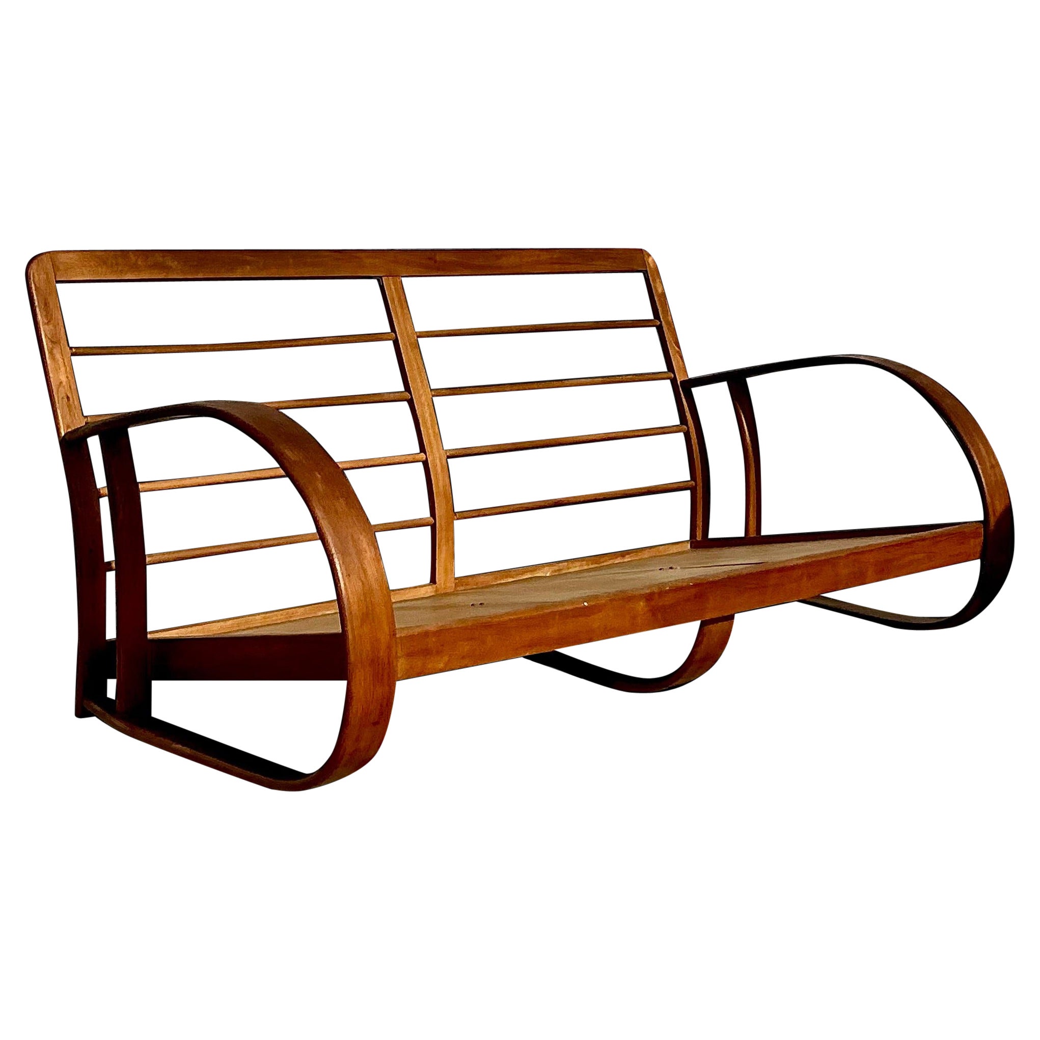 Vintage Mid-Century Modern Bent Wood Sofa After Gilbert Rohde
