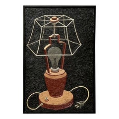Vintage Boho Original Impasto Oil Painting of Lamp