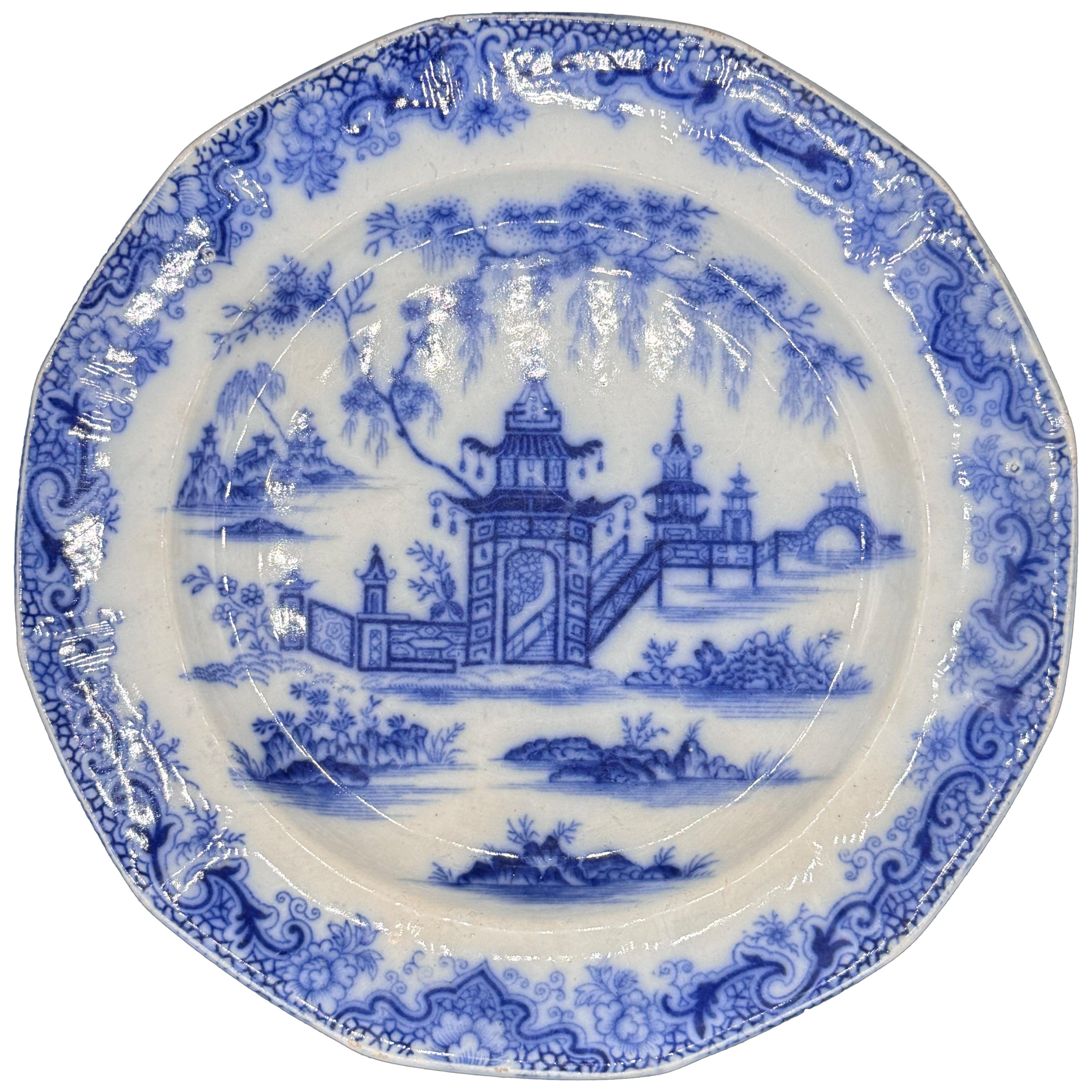 Staffordshire 8.25 Plato "Whampoa Pattern" Transferware Cerámica
