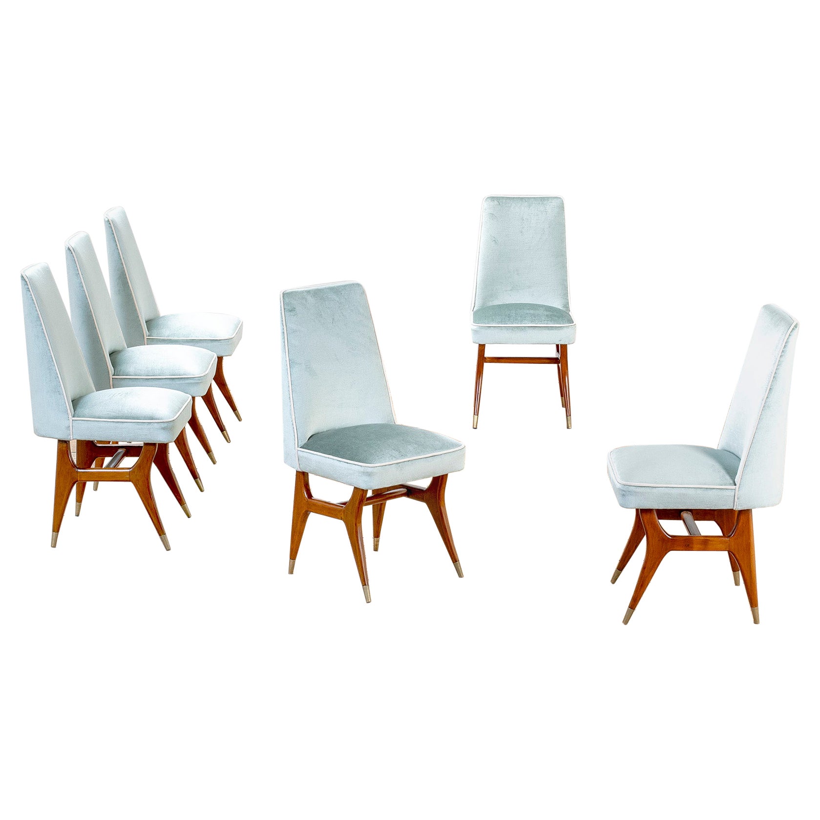 20th Century, Melchiorre Bega Set of Six Chairs 50s