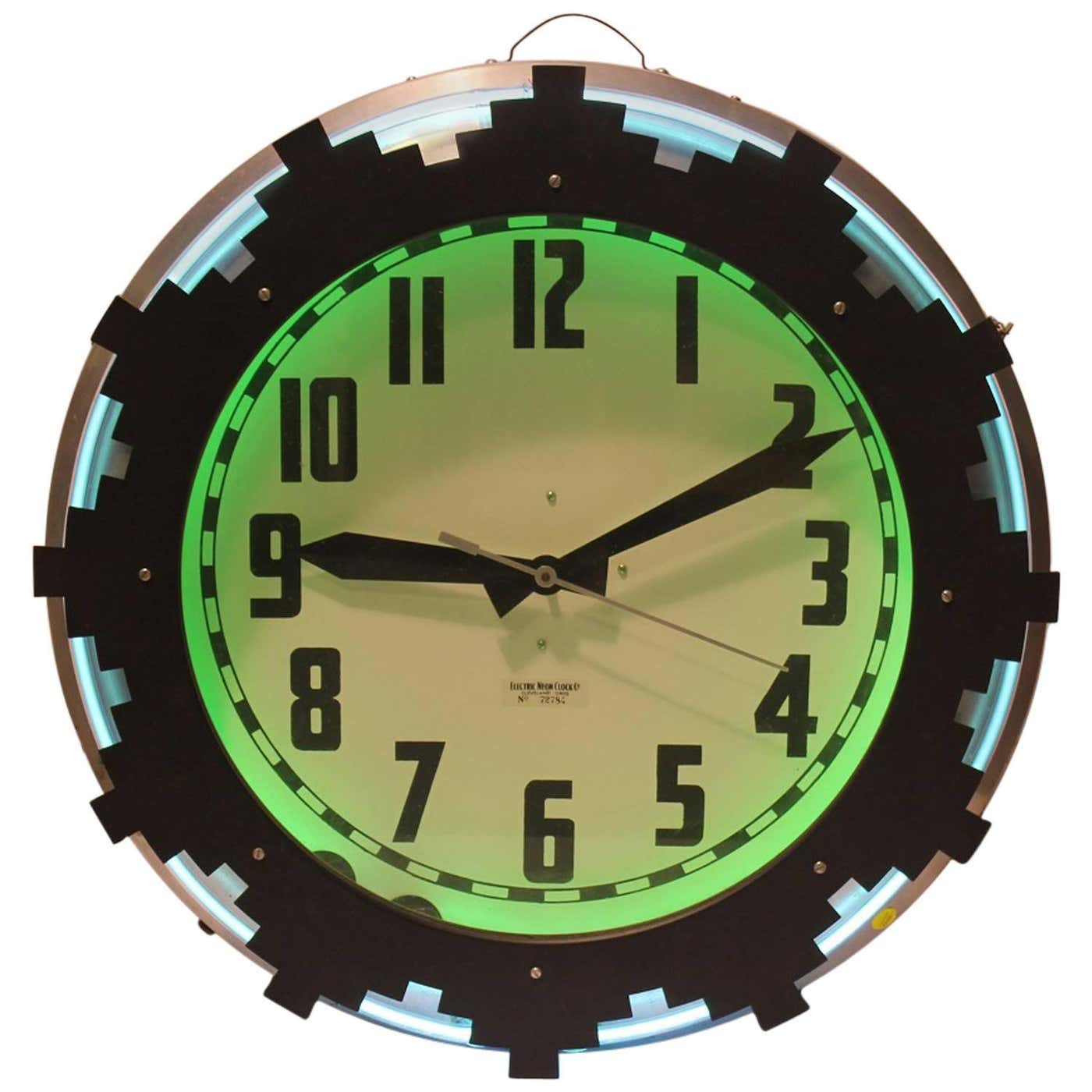 1930s Neon Aztec Clock For Sale at 1stDibs | aztec neon clock, aztec neon