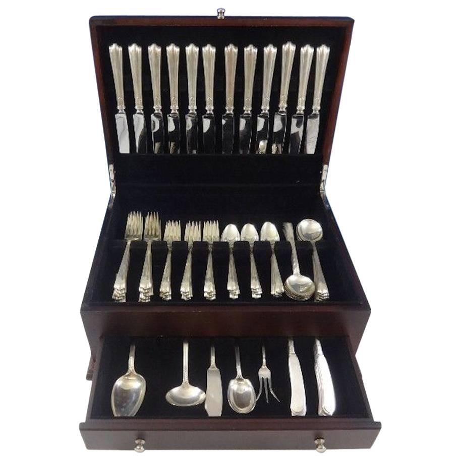 American Directoire by Lunt Sterling Silver Flatware Set 12 Service 77 Pieces For Sale