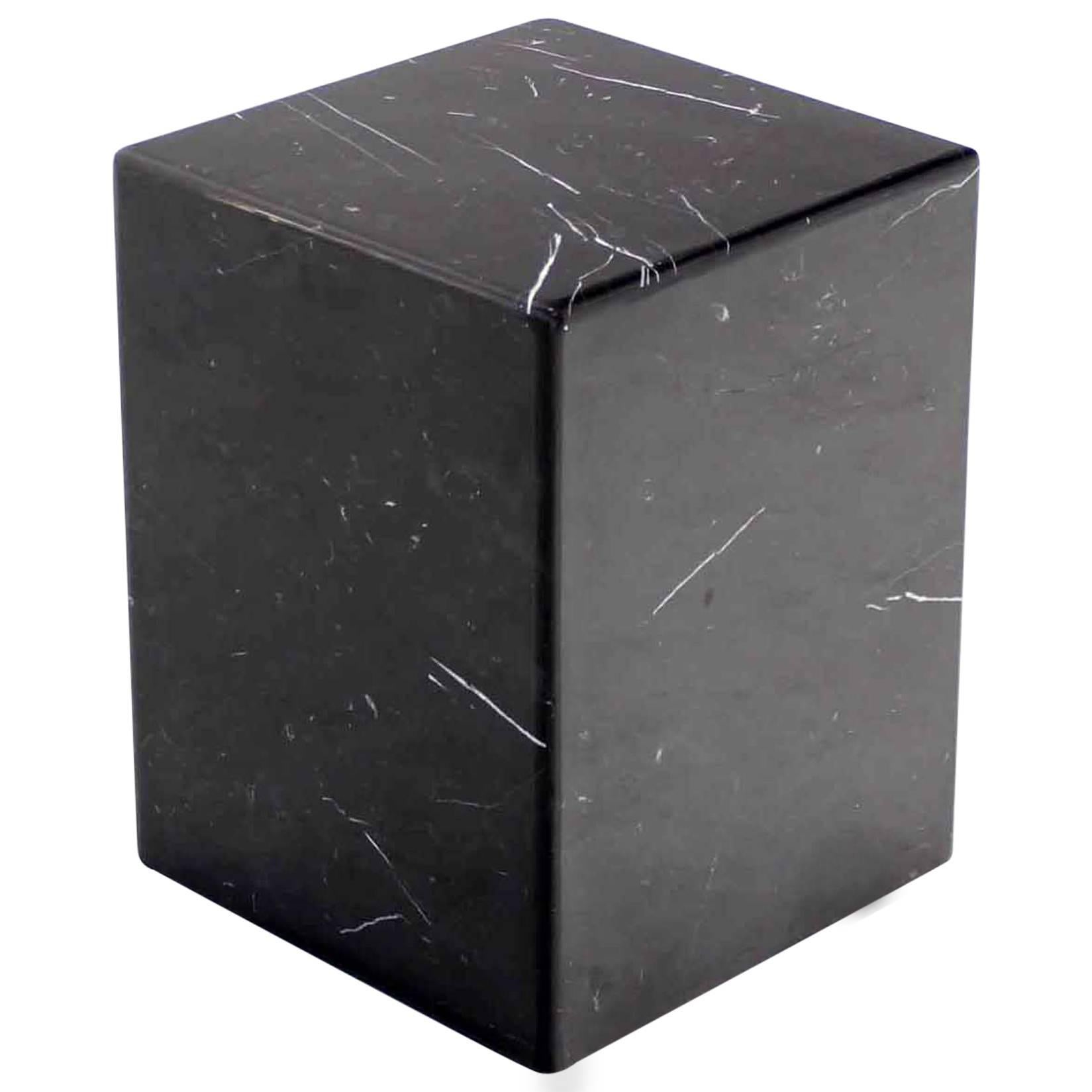 Black Marble Cube Shape Pedestal