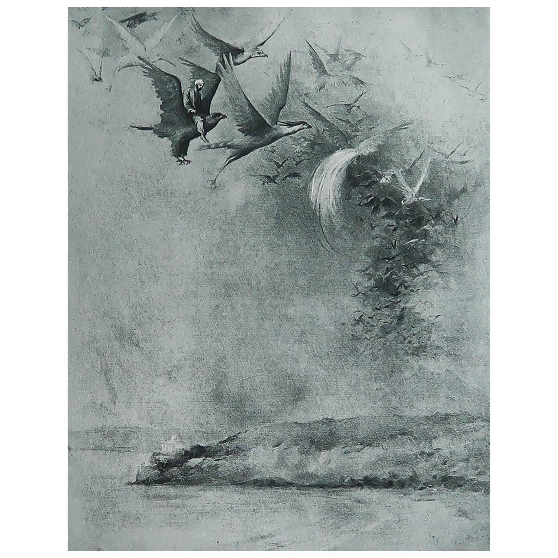 Grabado original antiguo " Las mil y una noches " según Albert Letchford. 1897