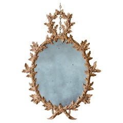 Espejo de hojas de roble de madera dorada del siglo XVIII, c.1765