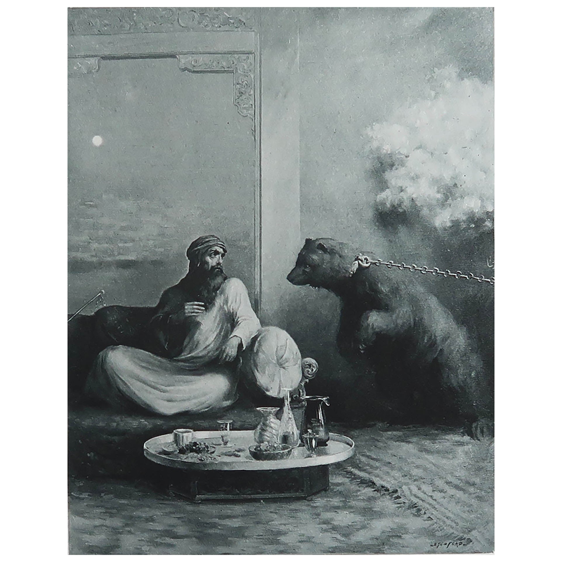 Stampa originale antica "Arabian Nights" dopo Albert Letchford. 1897