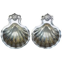 Vintage Pair of Plaza Hotel Silver Shell Vide Poche