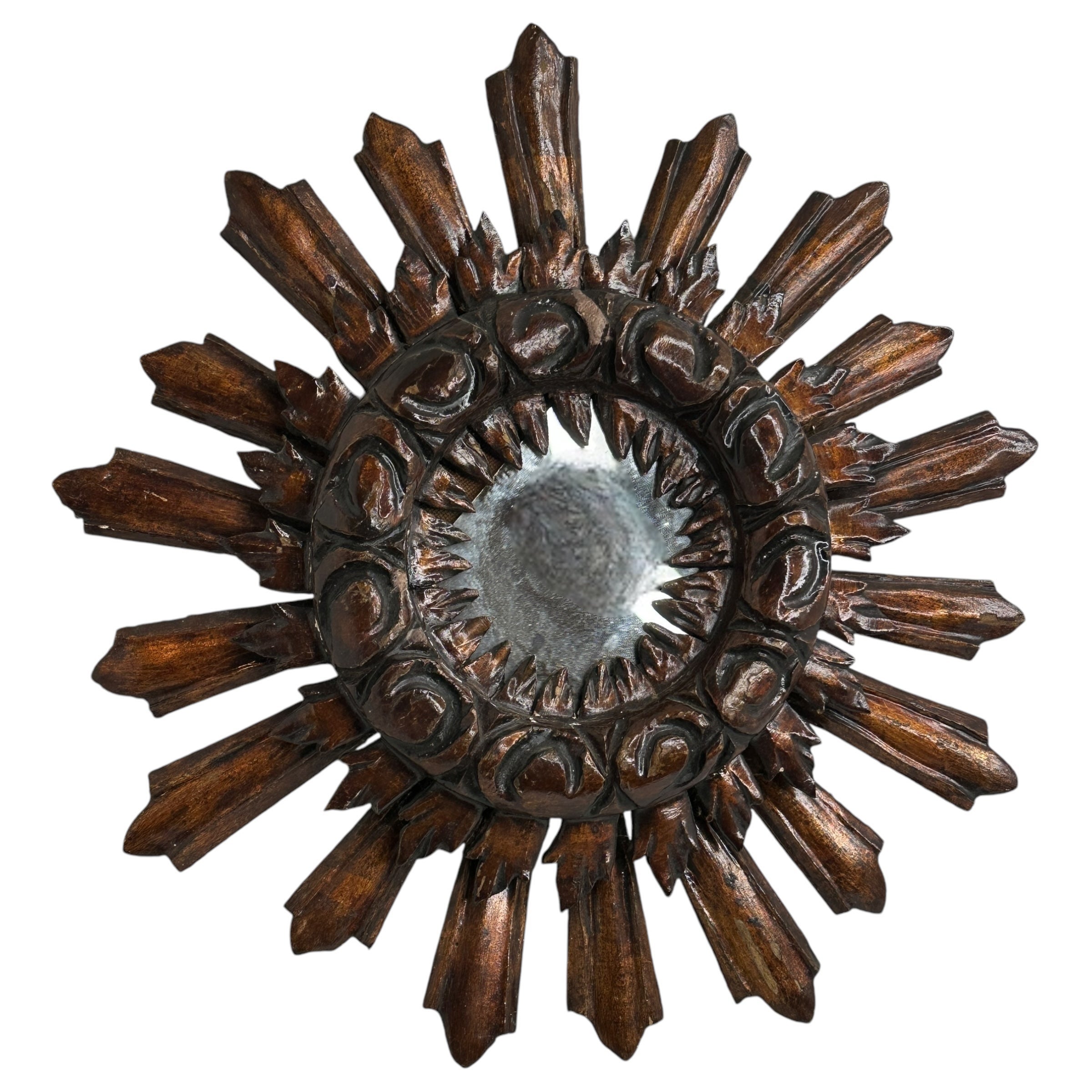 Beautiful Starburst Sunburst Wood Mirror France, circa 1910s