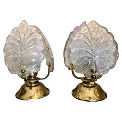 Coppia di lampade da tavolo di Mazzega Murano in vetro e ottone, Italia anni '60