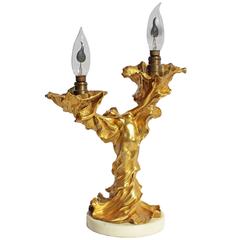 Bronze Sculpture Art Nouveau Lamp 2