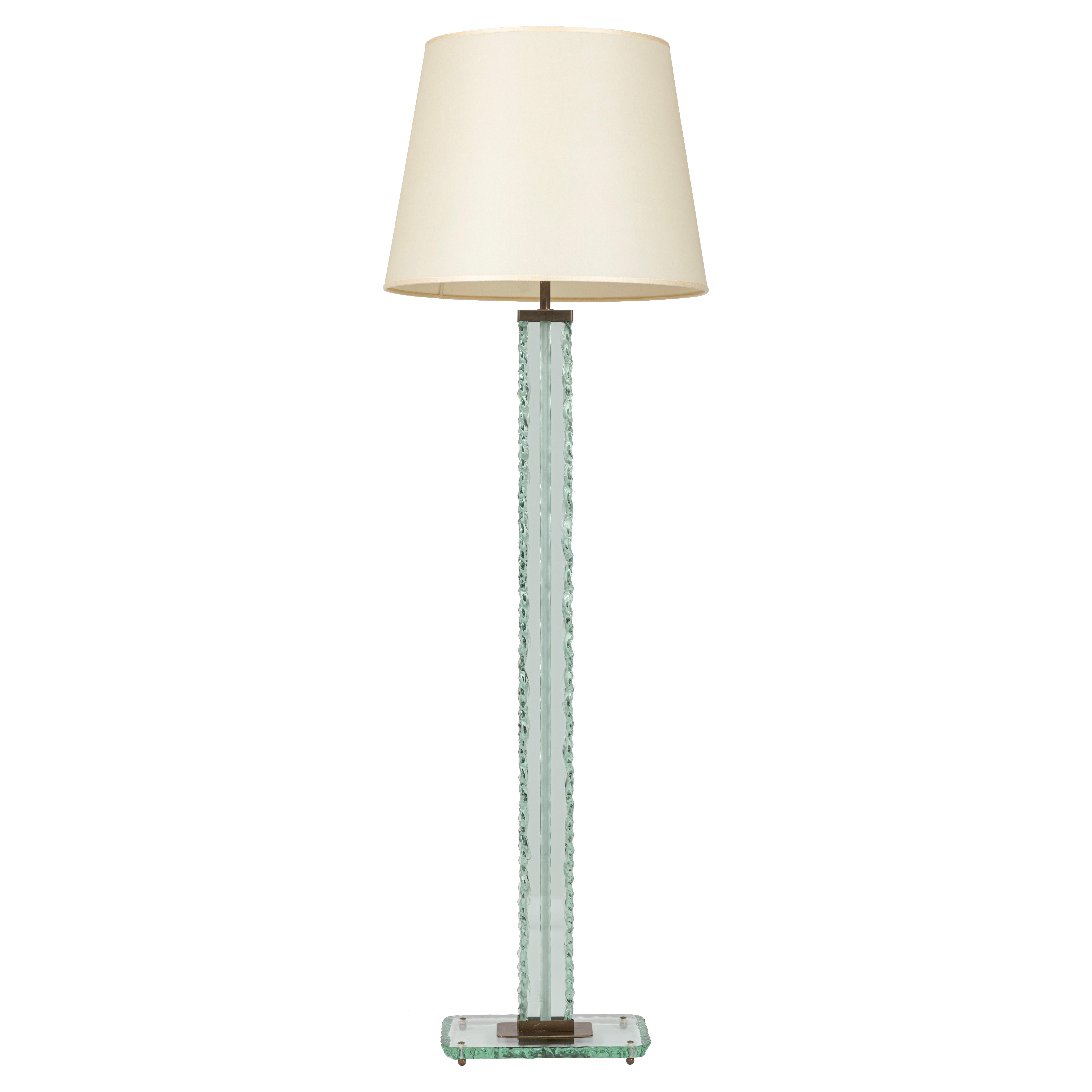 Rare Chiseled Glass Floor Lamp by Pietro Chiesa for Fontana Arte, Italy, c.1935