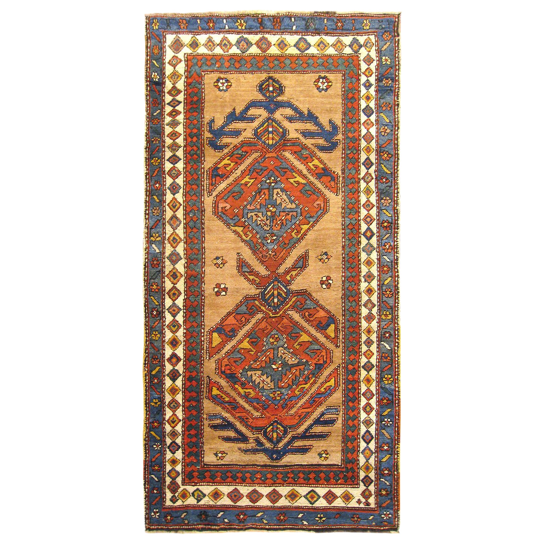 Antique Persian Camel Hair Serab Oriental Rug, in Small Runner Size, circa 1900 For Sale