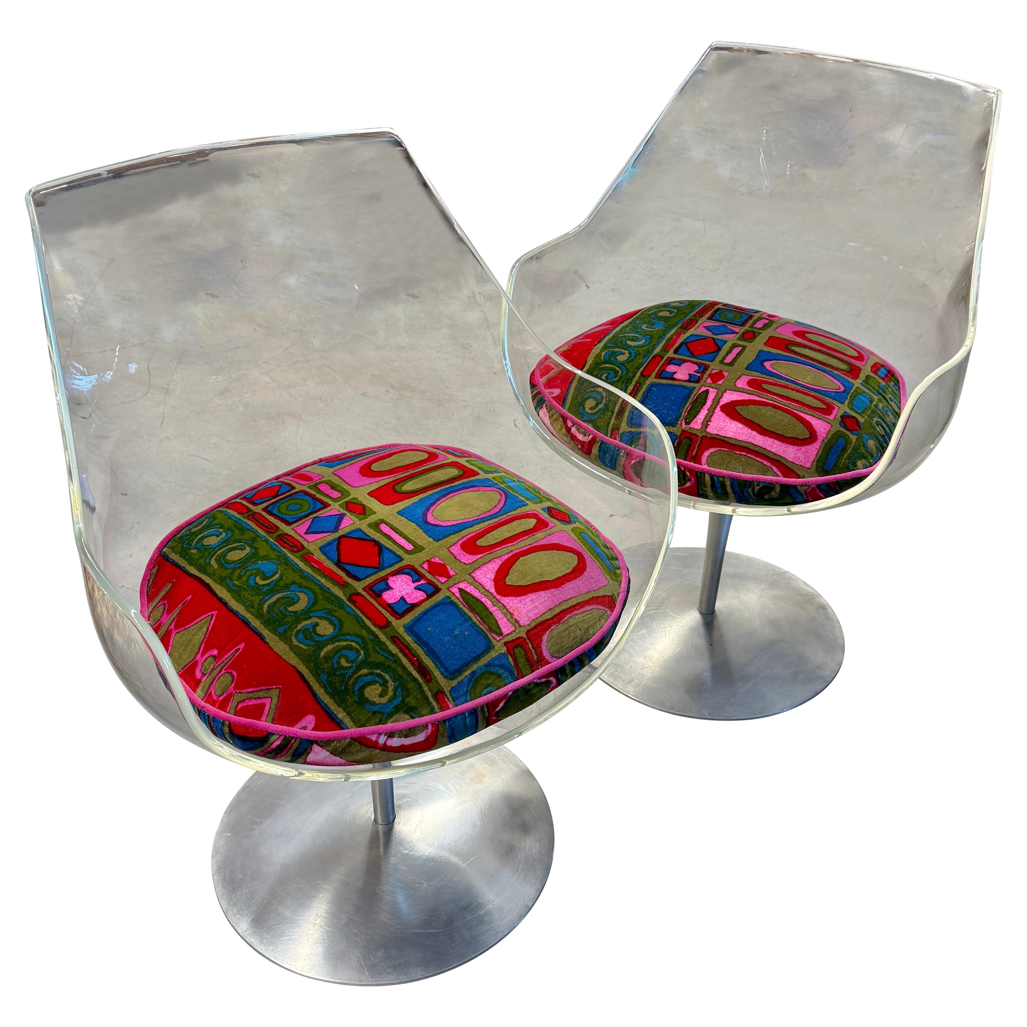 Estelle and Erwine Laverne Champagne Chairs with Jack Lenor Larsen Fabric