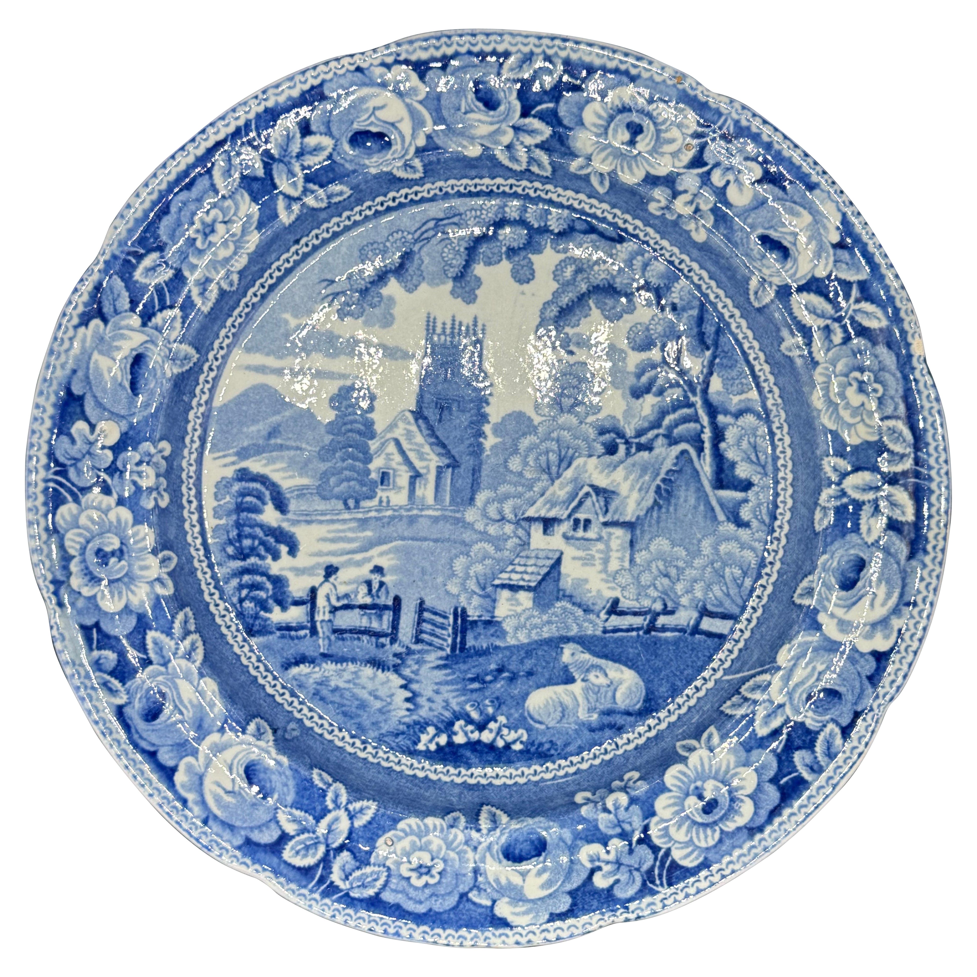 Plato azul y blanco 8,5" Staffordshire Transferware