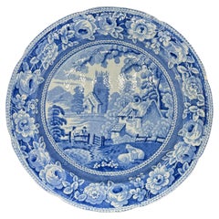 Assiette bleu et blanc 8.5 Staffordshire Transferware