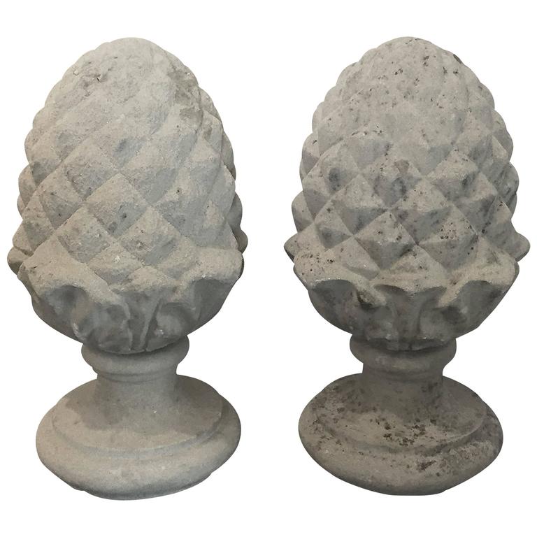 Pair of Large English Garden Stone Finials, Priced Individually For