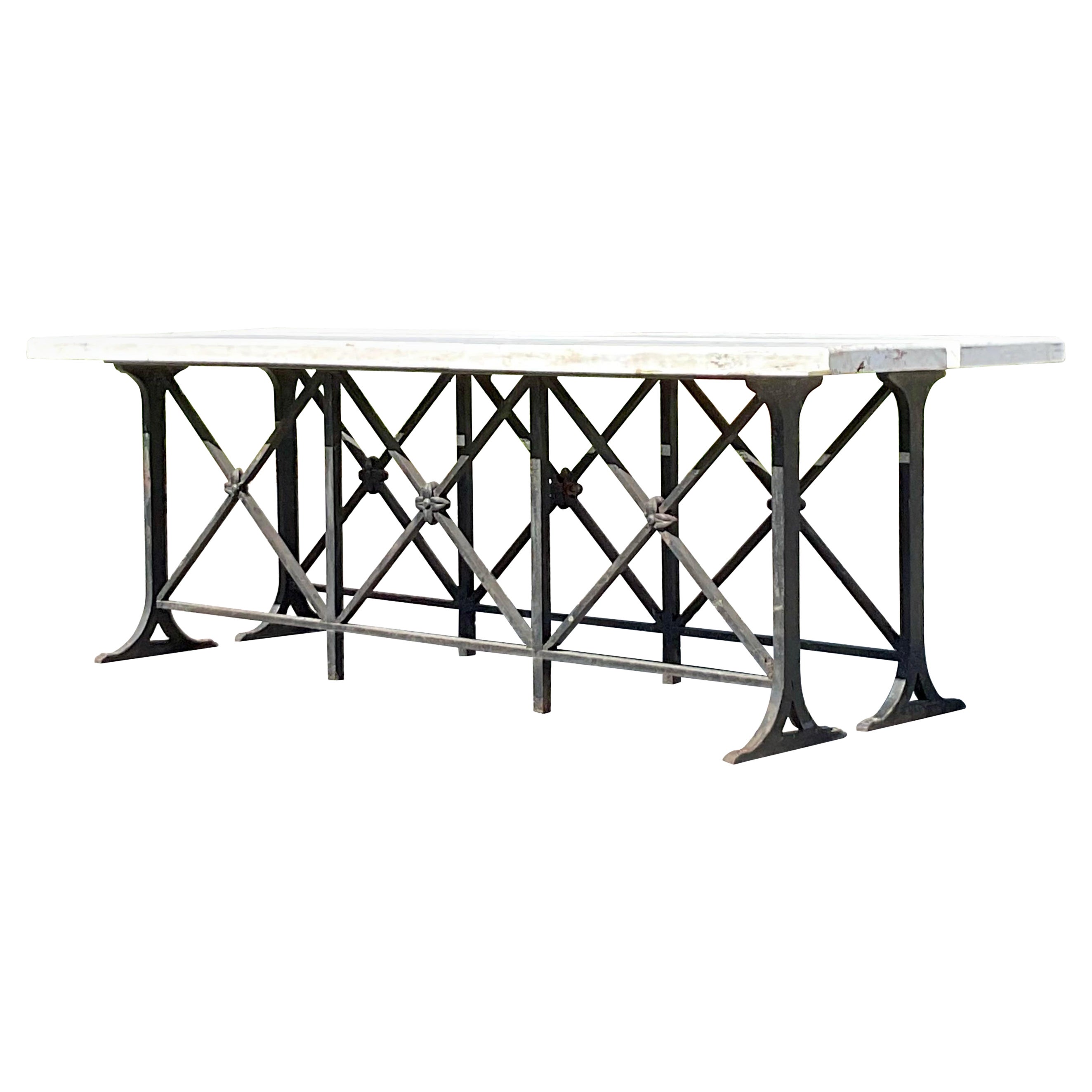 Vintage Regency Wrought Iron Benches - a Pair