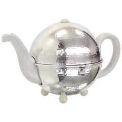 WMF Porcelain Tea Pot in Hammered Metal Insulated Cover