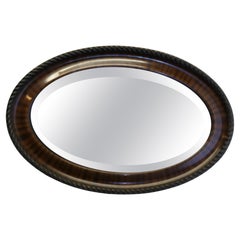 Large Edwardian Wood Finish Oval Mirror