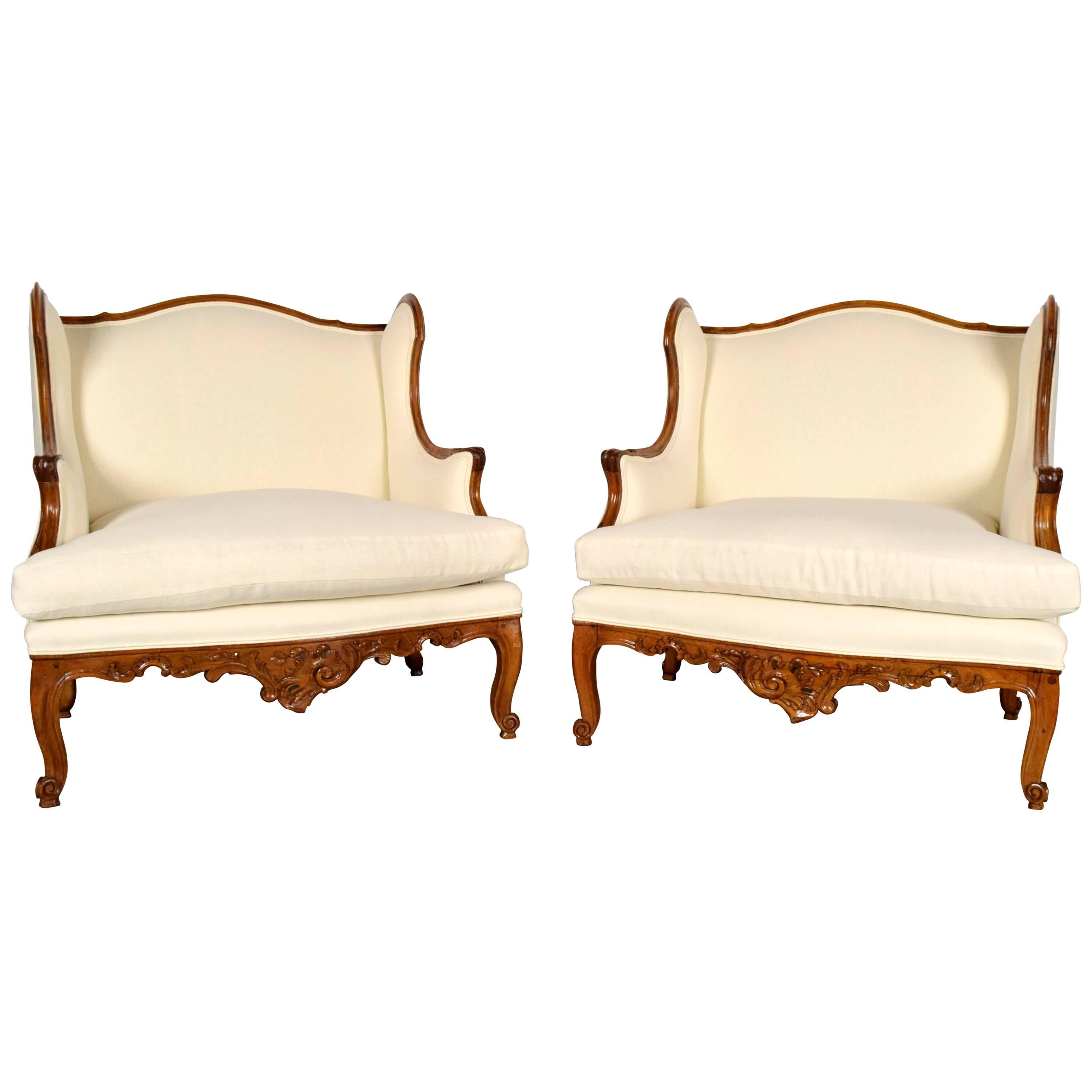 French 19th Century Wide Seat Louis XVI Bergeres
