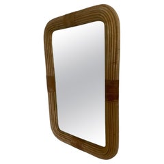 Antique Finnish design rattan wall mirror