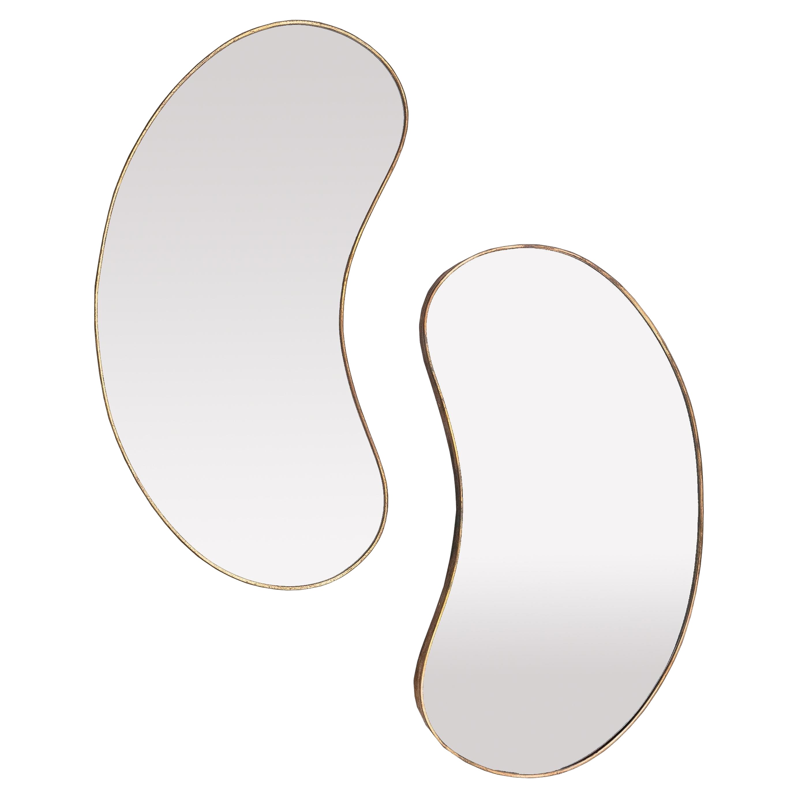 Organic Brass Rim Frame Mirrors (5) Mid-Century, Italy