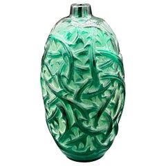 A R.Lalique green glass Art Deco Ronces Vase