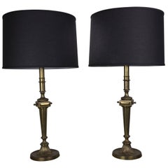 Pair of Brass Neoclassical Table Lamps