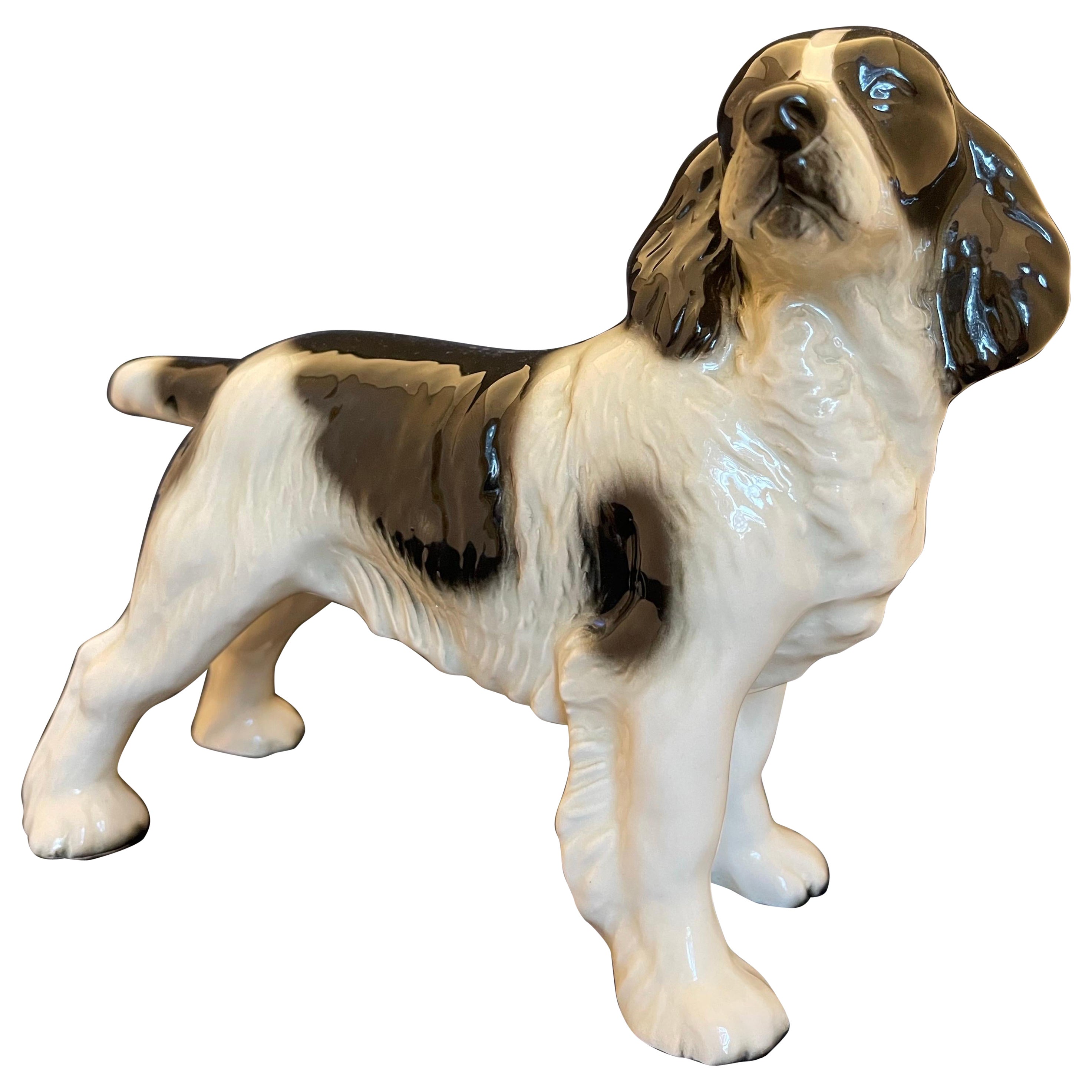 German Porcelain Figure of Cocker Spaniel Dog, 20th Century