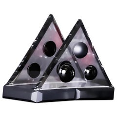 Modern Hand-Cut Crystal Ellipses Napkin Holder — Table Art Object
