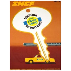 1974 SNCF - Rail & Auto - Villemot Poster originale d'epoca