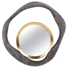 Spiegel aus Chagrin mit einem Rahmen aus Bronze-Patina-Messing von R&Y Augousti