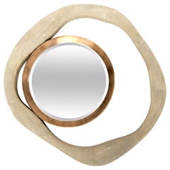 Shagreen Mirror with Bronze-Patina Brass Details by R&Y Augousti