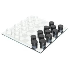 Vintage Mirrored Glass and Lucite Checkers Game