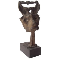 Emerson Woelffer Bonze  Sculpture, Abstract Face, Signed, Dated, Numbered