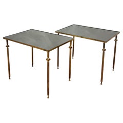Pair of 1930's, Mirrored Glass End Tables Maison Jansen