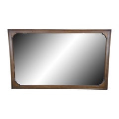 Mid Century Modern Walnut Over Mantel Wall Hanging Bathroom Mirror Dresser 57"