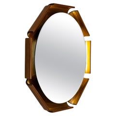 ISA Bergamo Backlit Mirror in Walnut, Italy 1960s