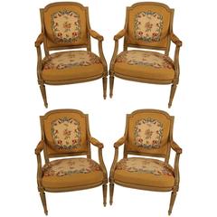 19th Century Set of Four Armchairs with Gobelin