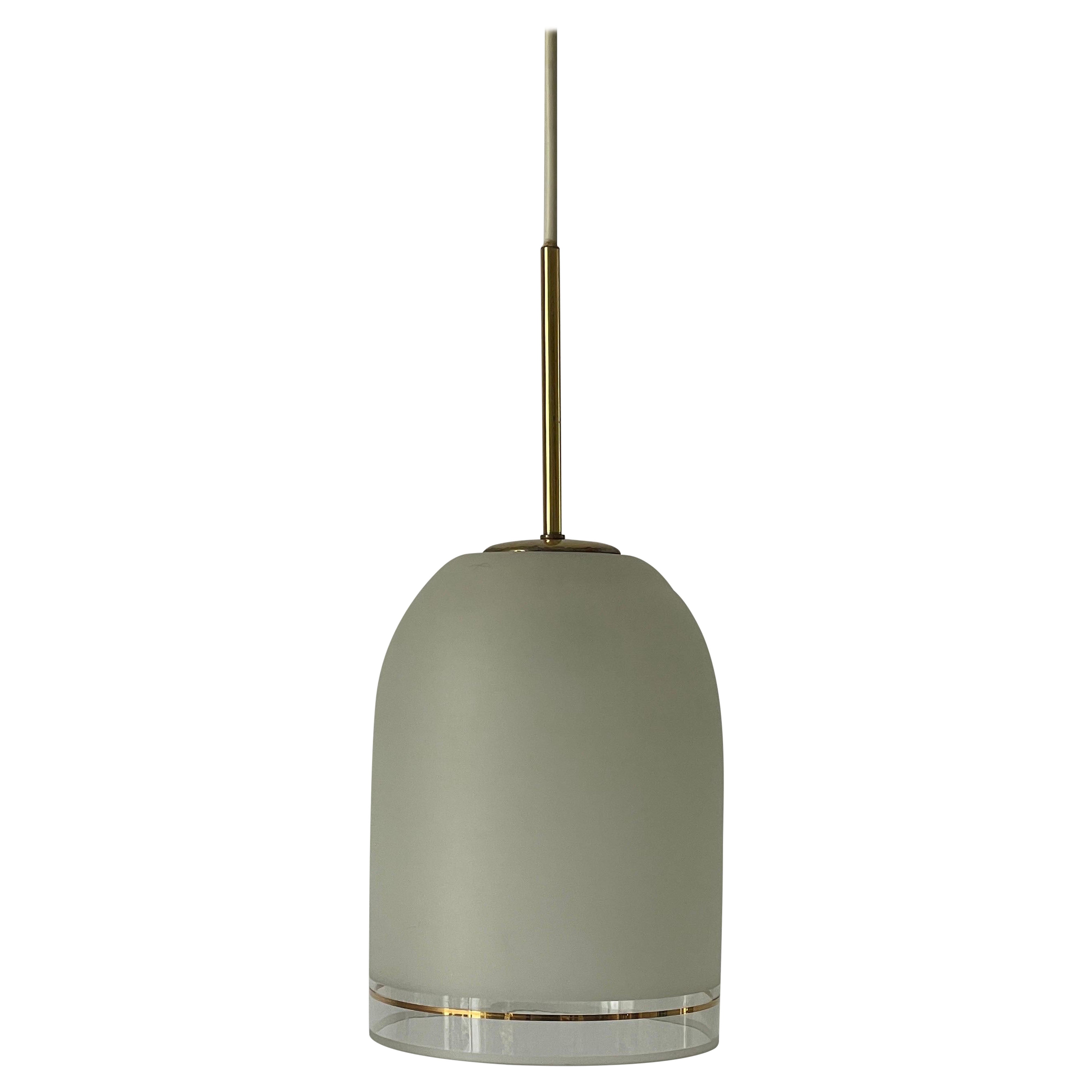 Glass Pendant Lamp with Gold Details by Doria, 1960s, Germany For Sale
