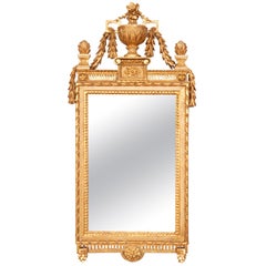 Miroir néoclassique suédois en bois doré et peint