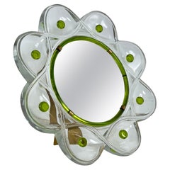 Kristall- und Messing-Tischspiegel aus der Mitte des Jahrhunderts, Lalique 1960s