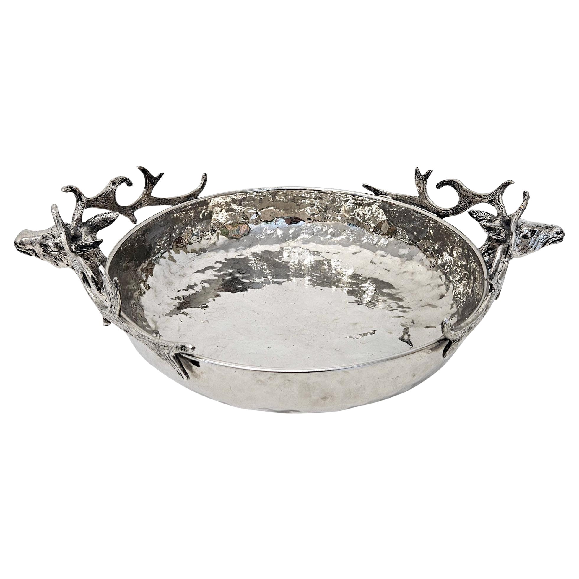 Cuenco de plata con cabeza de ciervo 1970 al estilo de Gabriella Crespi para Dior