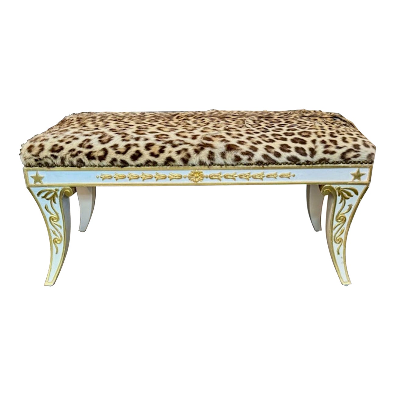 Vintage Italian Carved and Parcel Gilt Neo-Classical Benches