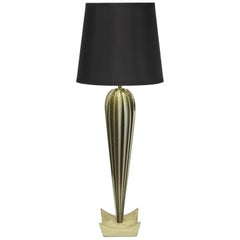 Italian Murano Blown Glass Gold Fleck Mid Century Modern Teardrop Table Lamp