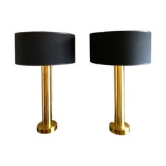 Pair of Swedish Brass Table Lamps by K. Belysning, 1970
