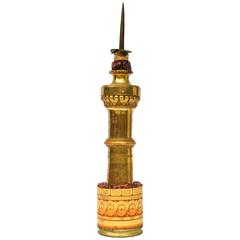 Antique Decorated 18th Century Gold Leaf Candlestick