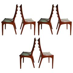 Set of Six Danish Modern Teak Ladder Back Dining Chairs by Kai Kristiansen 9