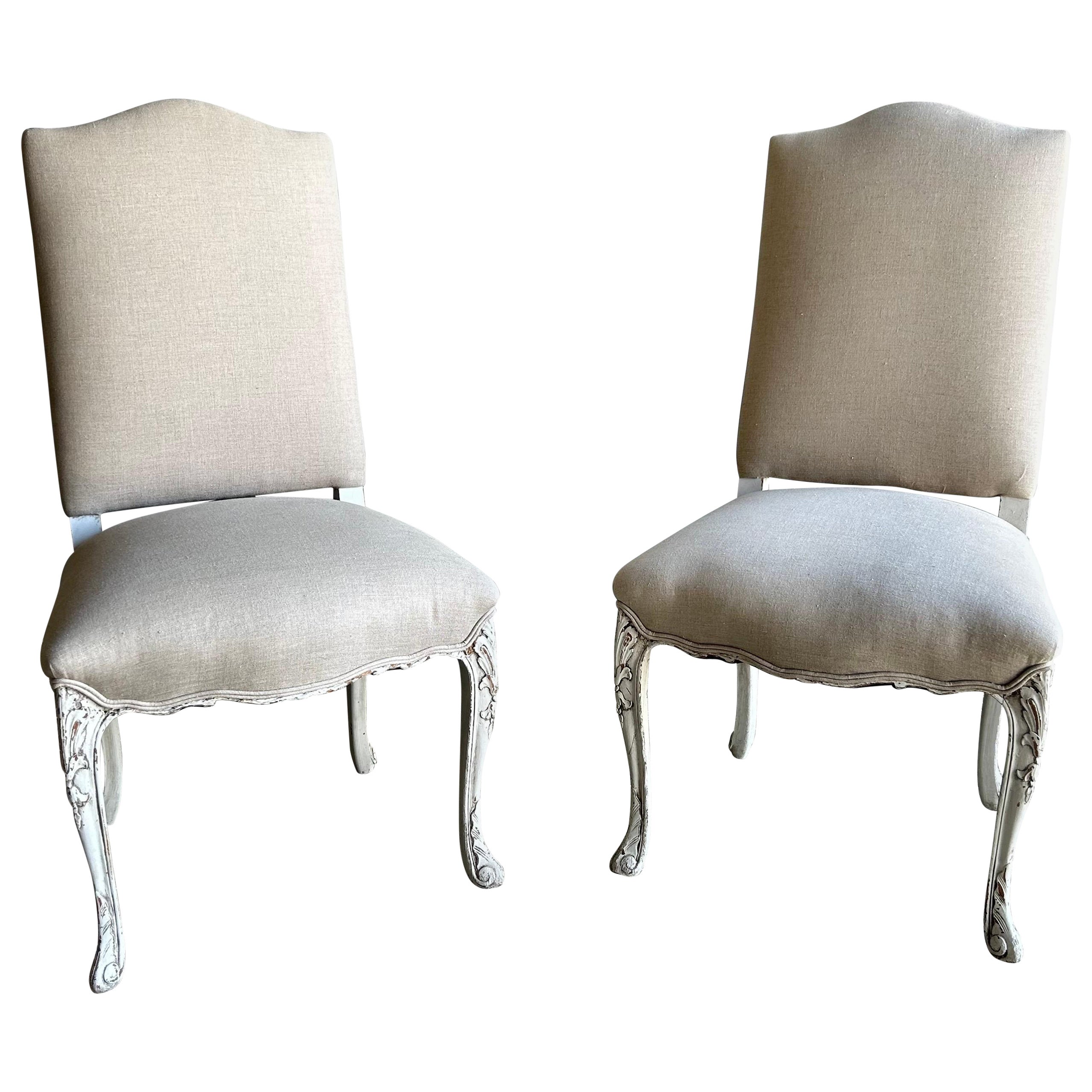 Pair of Vintage French Upholstered Side Chairs