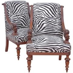 Pair of Upholstered French Napoleon III Bergères, circa 1870 3